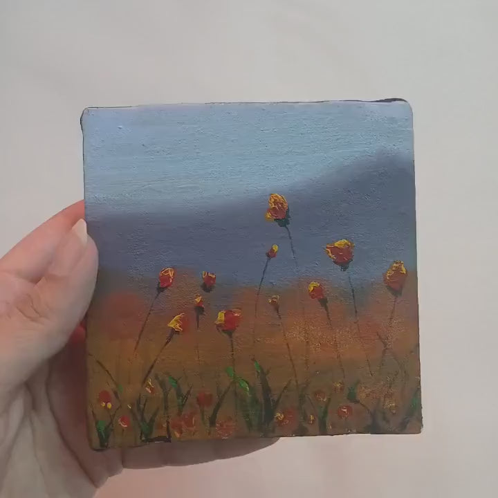 Soft Bloom, Handmade Floral Acrylic Painting