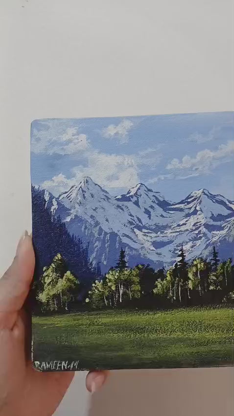 Majestic Serenity, Handmade Mountains Acrylic Painting